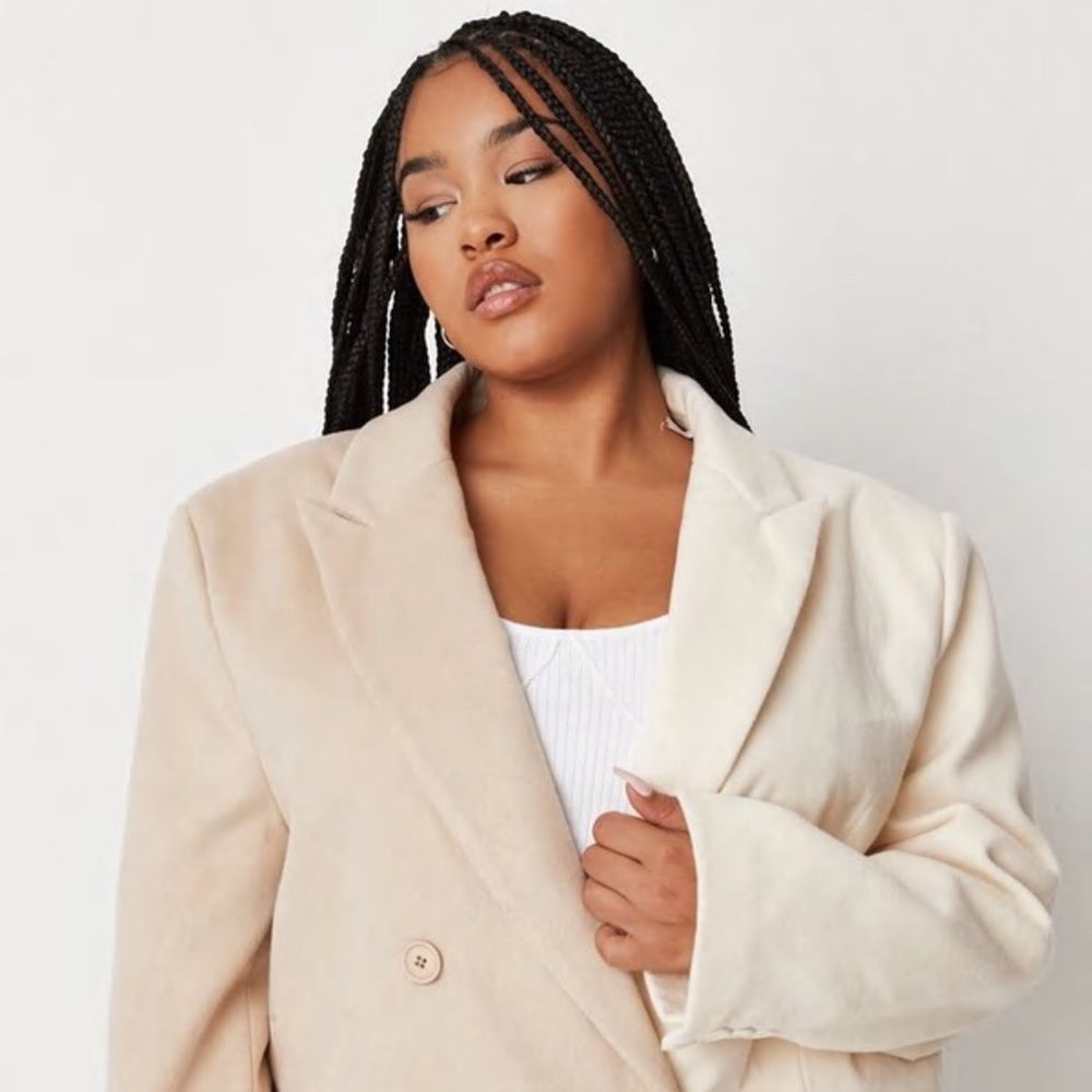 Missguided plus size camel spliced boyfriend fit blazer coat size 22 - Picture 3 of 8